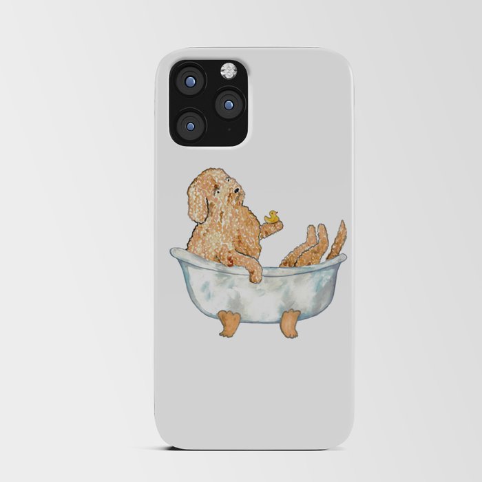 Golden doodle dog brown toilet Painting iPhone Card Case