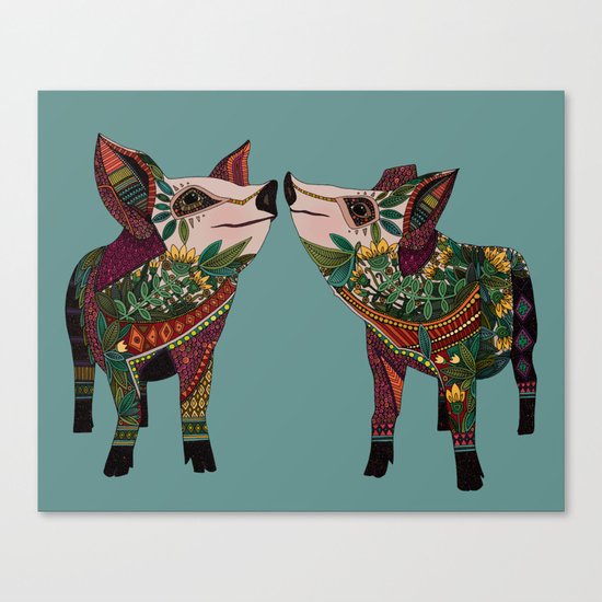 pig love jade Canvas Print