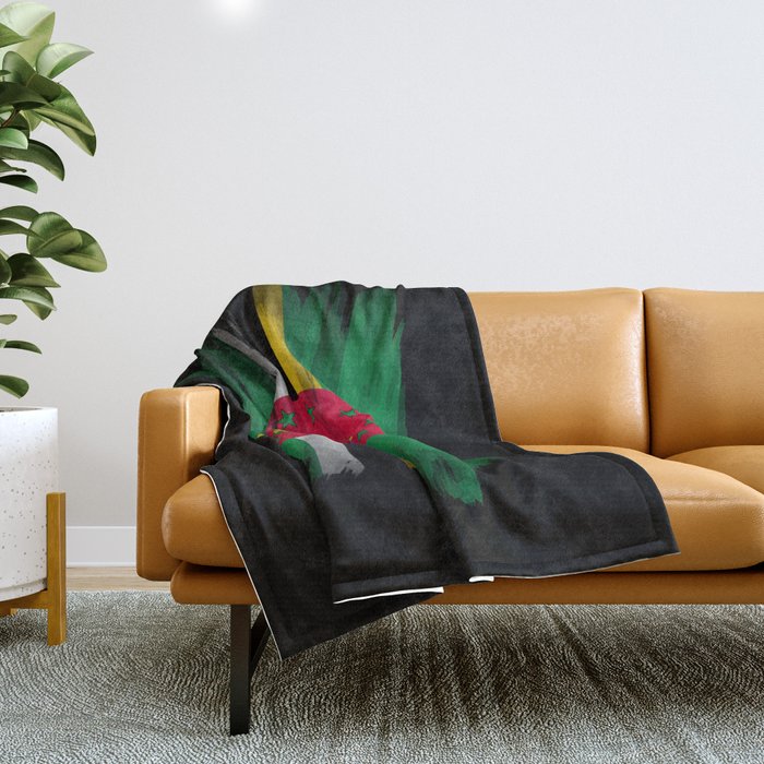 Dominica flag brush stroke, national flag Throw Blanket