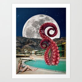 Octopus in the pool Art Print