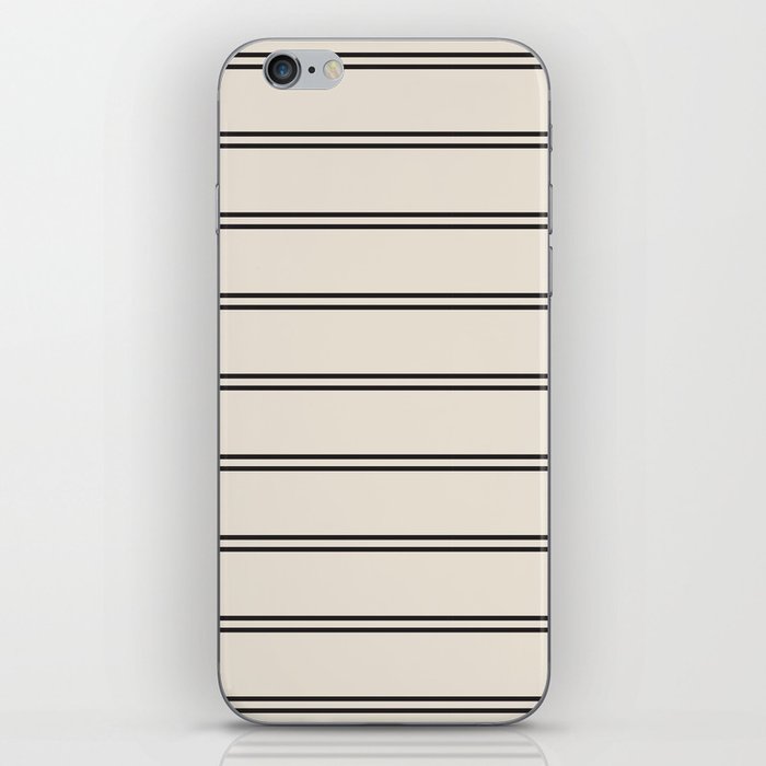 Cream & Black Thin Scandi Stripes Pattern iPhone Skin