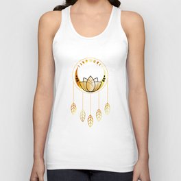Mystic lotus dream catcher with moons and stars gold Unisex Tank Top