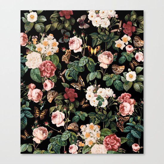 Floral and Butterflies Canvas Print