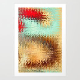 Sand with Red Sky Blue Art Print