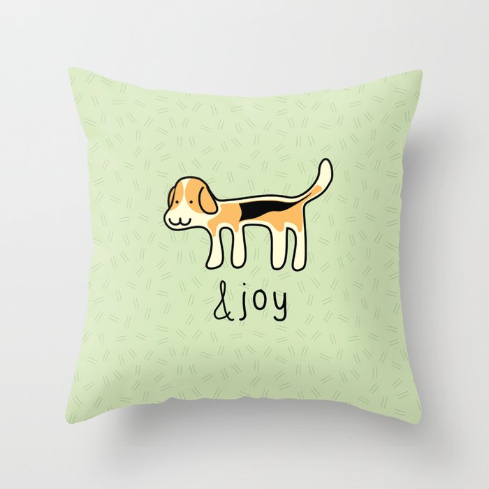 Cute Beagle Dog &joy Doodle Throw Pillow
