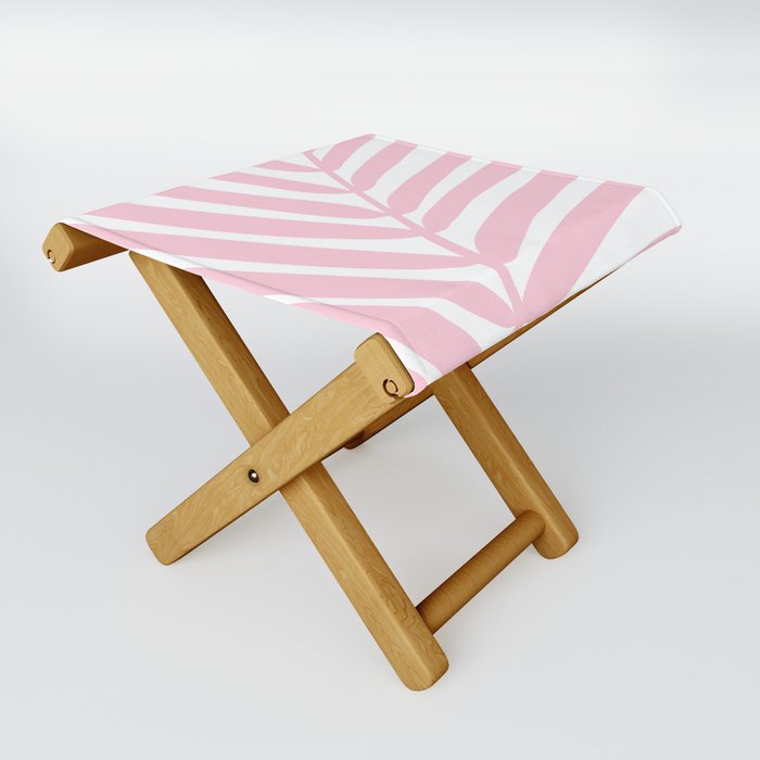 Palm Leaf Print Baby Pink Preppy Minimalistic Pattern Modern Decor Folding Stool