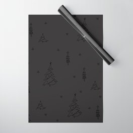 Modern Christmas Trees Sketch Tonal Black on Black Wrapping Paper