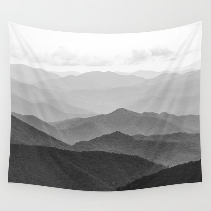 Forest Fade - Black and White Landscape Nature Photography Wall Tapestry
