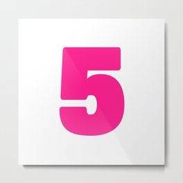 5 (Dark Pink & White Number) Metal Print