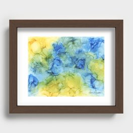 Blue and Yellow Abstract Recessed Framed Print