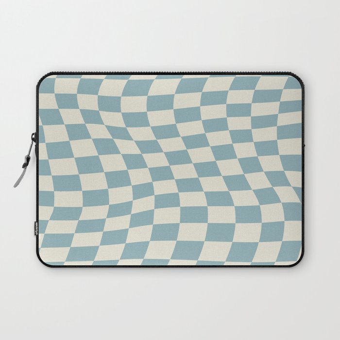 Blue & Cream Warped Check Laptop Sleeve