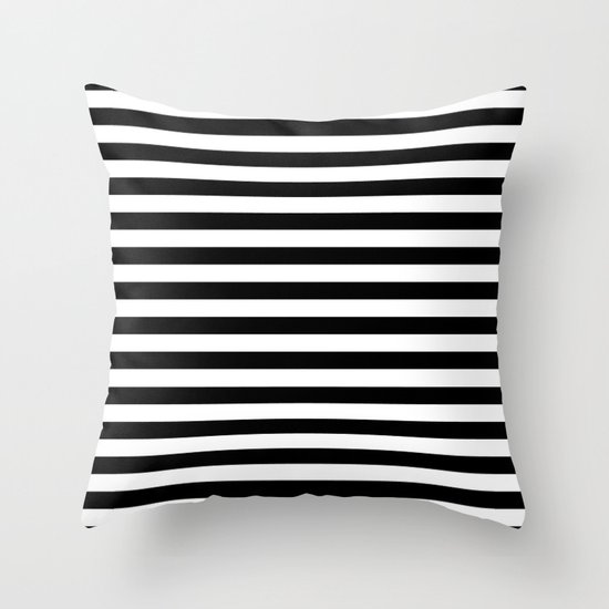 Modern Black White Stripes Monochrome Pattern Throw Pillow