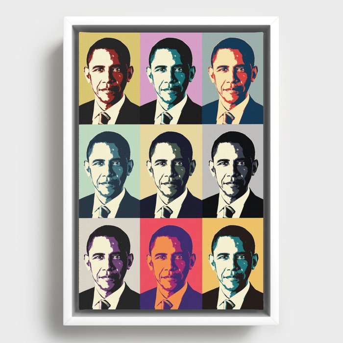 Barack Obama Pop Art Framed Canvas