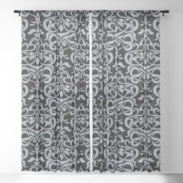 Ornate Damask Pattern  Sheer Curtain