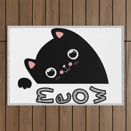 Cute Cat says meow Outdoor Rug