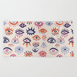 Mystic Eyes – Coral & Navy Beach Towel