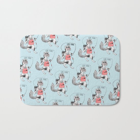 Cat gone Fishing Bath Mat
