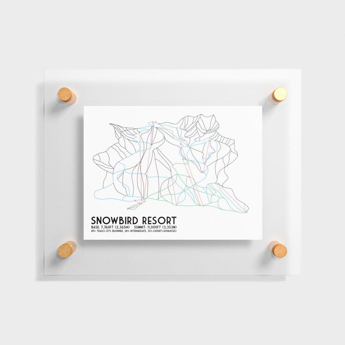 Snowbird, UT - Minimalist Trail Map Floating Acrylic Print