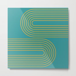 Geometric Lines Rainbow 25 in Teal Green Gold Metal Print | Graphicdesign, Pop, Geometric, Simple, Teal, Rainbow, Gold, Abstracts, Minimalist, Lines 