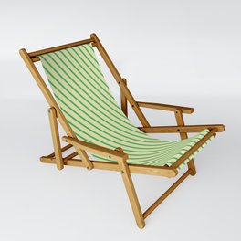 [ Thumbnail: Pale Goldenrod & Sea Green Colored Lines Pattern Sling Chair ]