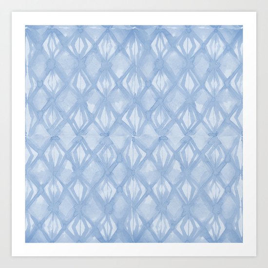 Braided Diamond Sky Blue on Lunar Gray Art Print