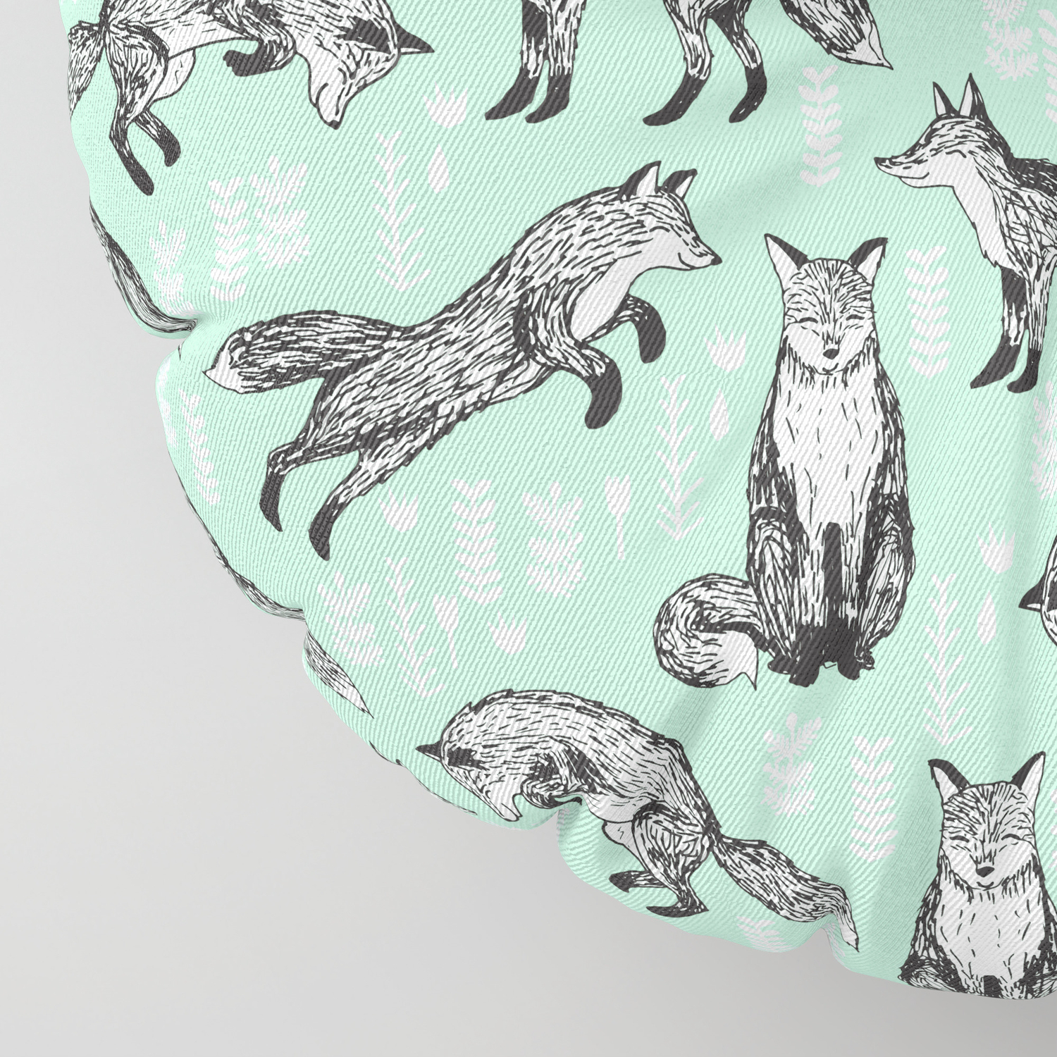 Fox Pattern Drawing Foxes Cute Andrea Lauren Mint Forest Animals Woodland Nursery Floor Pillow