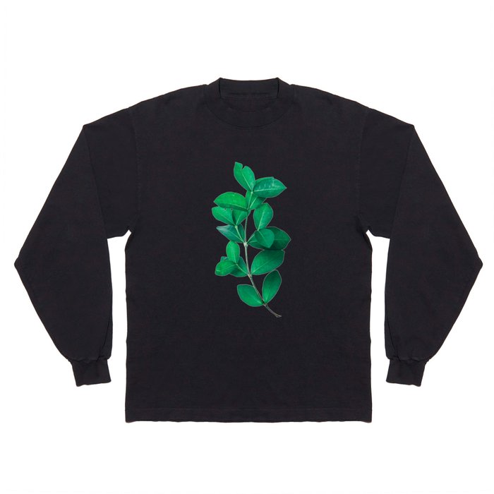 Green Leaves in White background Long Sleeve T Shirt