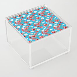 Daisy and Poppy Seamless Pattern on Turquoise Background Acrylic Box