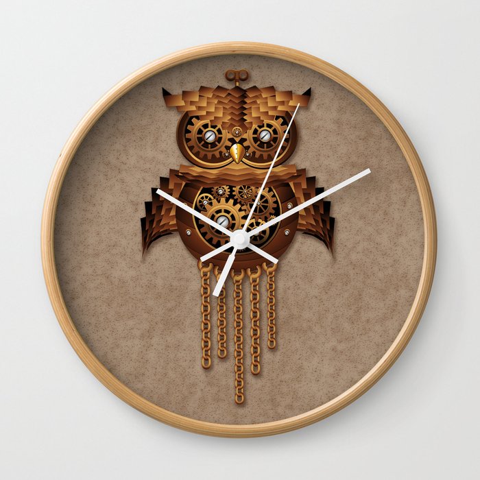 Steampunk Owl Vintage Style Wall Clock By Bluedarkatlem Society6 Steampunk Owl Vintage Style Wall Clock