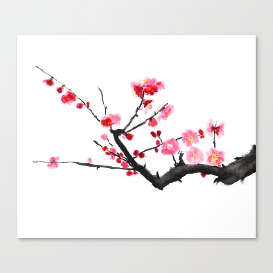 red plum flower Canvas Print