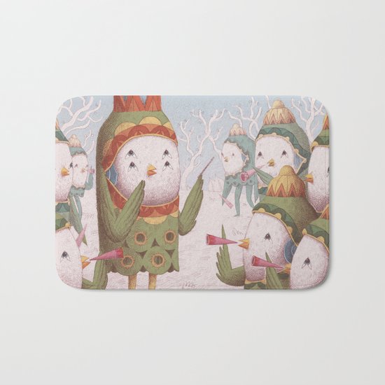 Trumpet Bird Orchestra Bath Mat