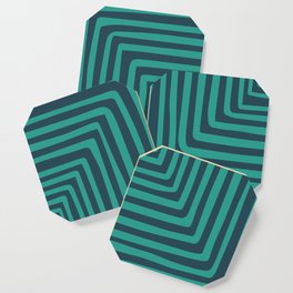 Abstract Concentric Squares Shapes Art - Pearl Aqua and Skobeloff Coaster