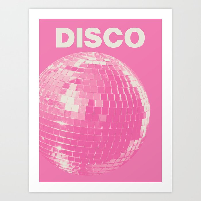 Pink Disco Ball Art Print