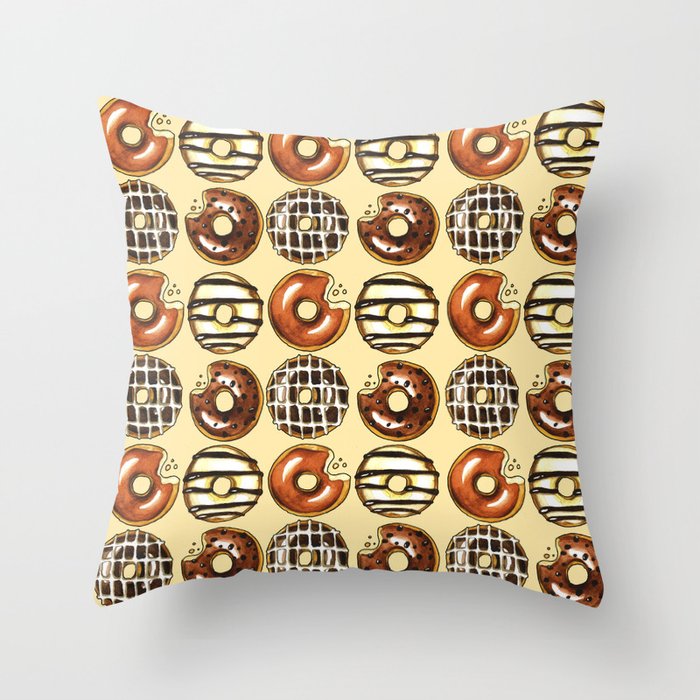 Chocolate Donuts Throw Pillow