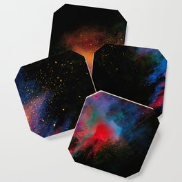 Launched colorful powder on black background Coaster