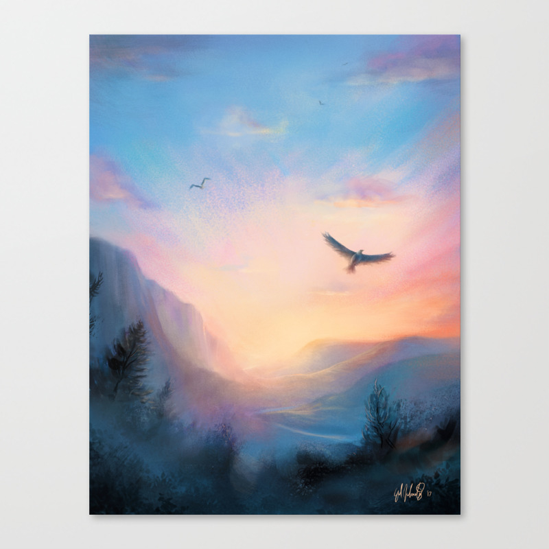 Eagles At Sunset In Mountains Painting Canvas Print By Heyjudo Society6