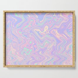 Holographic Colored Liquid Swirl Serving Tray