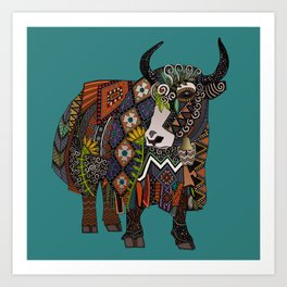 yak teal Art Print