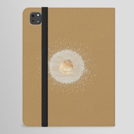 Watercolor Seashell and Sand Circle on Gold Brown iPad Folio Case