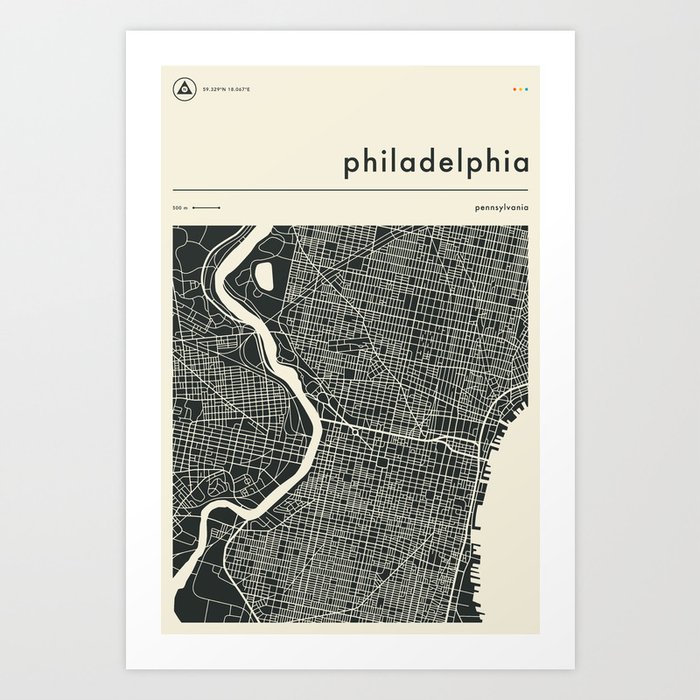 PHILADELPHIA MAP Art Print