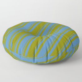 [ Thumbnail: Blue and Green Colored Striped Pattern Floor Pillow ]