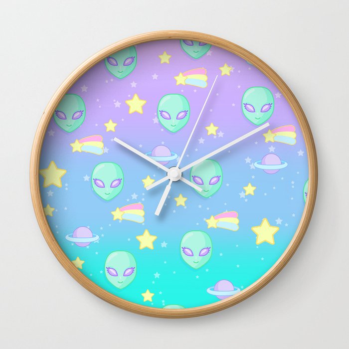 Fairy Kei Kawaii Aliens Wall Clock