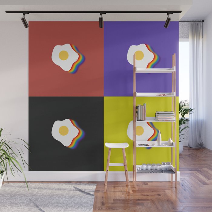 Rainbow fried egg patchwork 4 Wall Mural