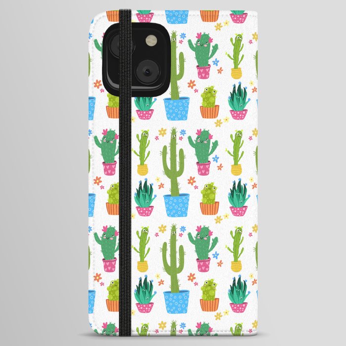 Seamless funny cactus pattern iPhone Wallet Case