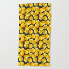 Abstract gray yellow pattern with circles Beach Towel