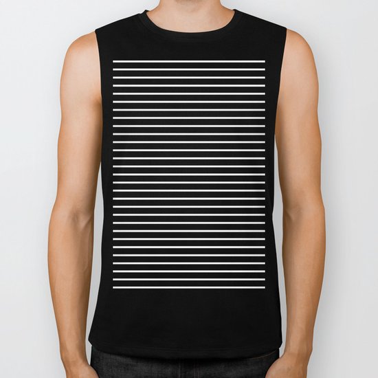 Horizontal Lines (White/Black) Biker Tank