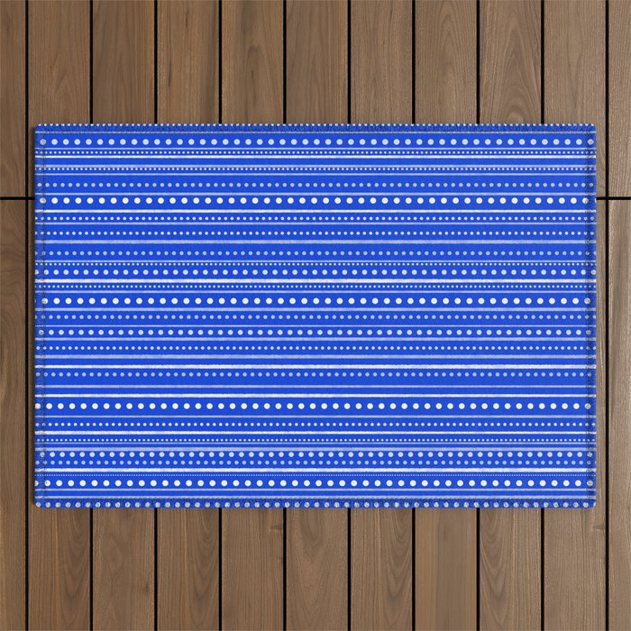 Bamako Striped and Dotted Pattern in Royal Blue Outdoor Rug
