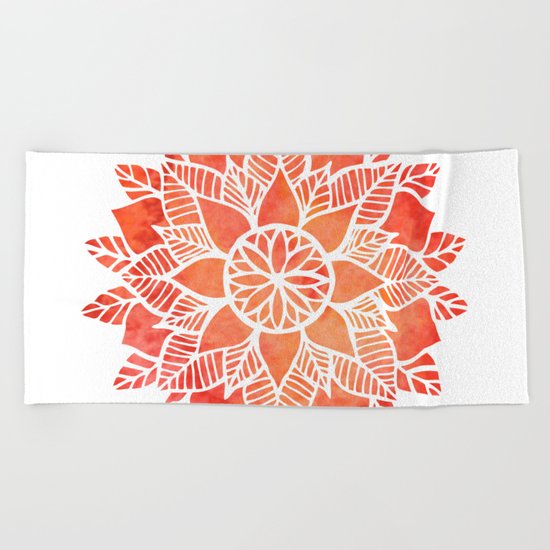 Orange Mandala Beach Towel