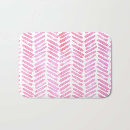 Handpainted Chevron pattern - pink and pink ;) Bath Mat