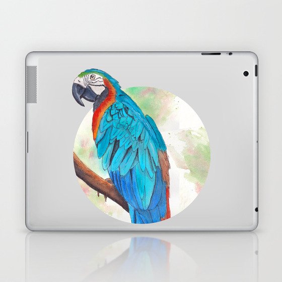 Blue Macaw Ink and Watercolor Laptop & iPad Skin